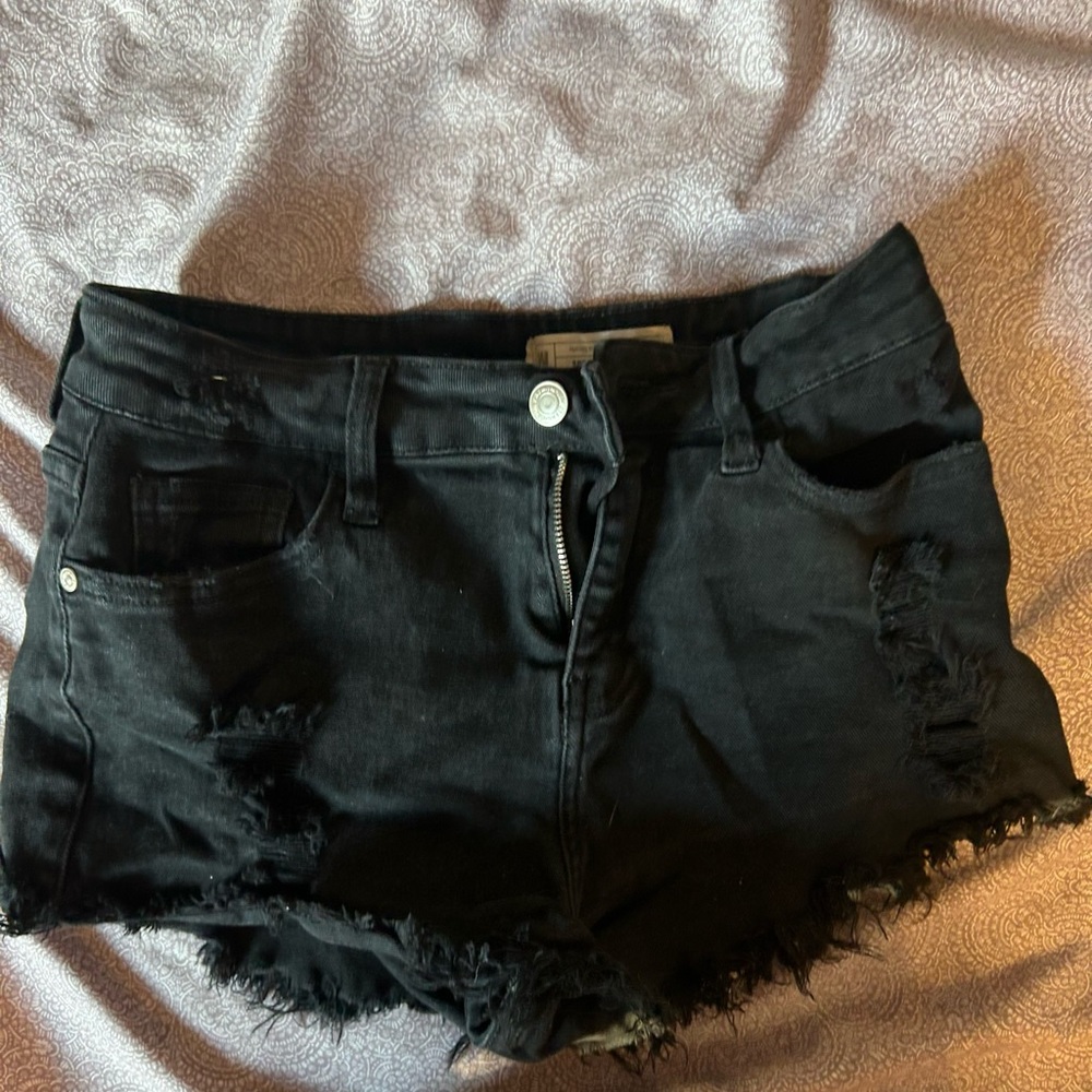 Black jean shorts